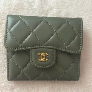 Chanel Quilted Olive Green Wallet